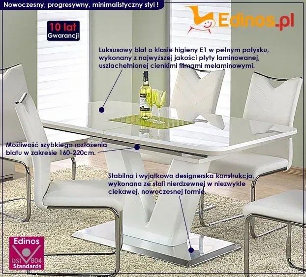 Biały prostokątny rozkładany stół z 6 krzesłami  - Resir