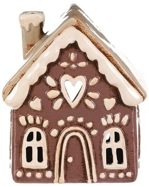 Świąteczna dekoracja piernikowy domek Serce naświeczkę do herbaty, ceramika, fioletowy