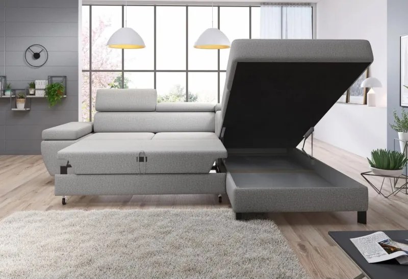 Narożnik MOLINA L układ L Prawostronny z funkcją spania w tkaninie CLOUD WERSAL