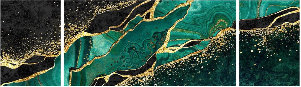 Obraz - Marmurki olejno-złote (170x50 cm)