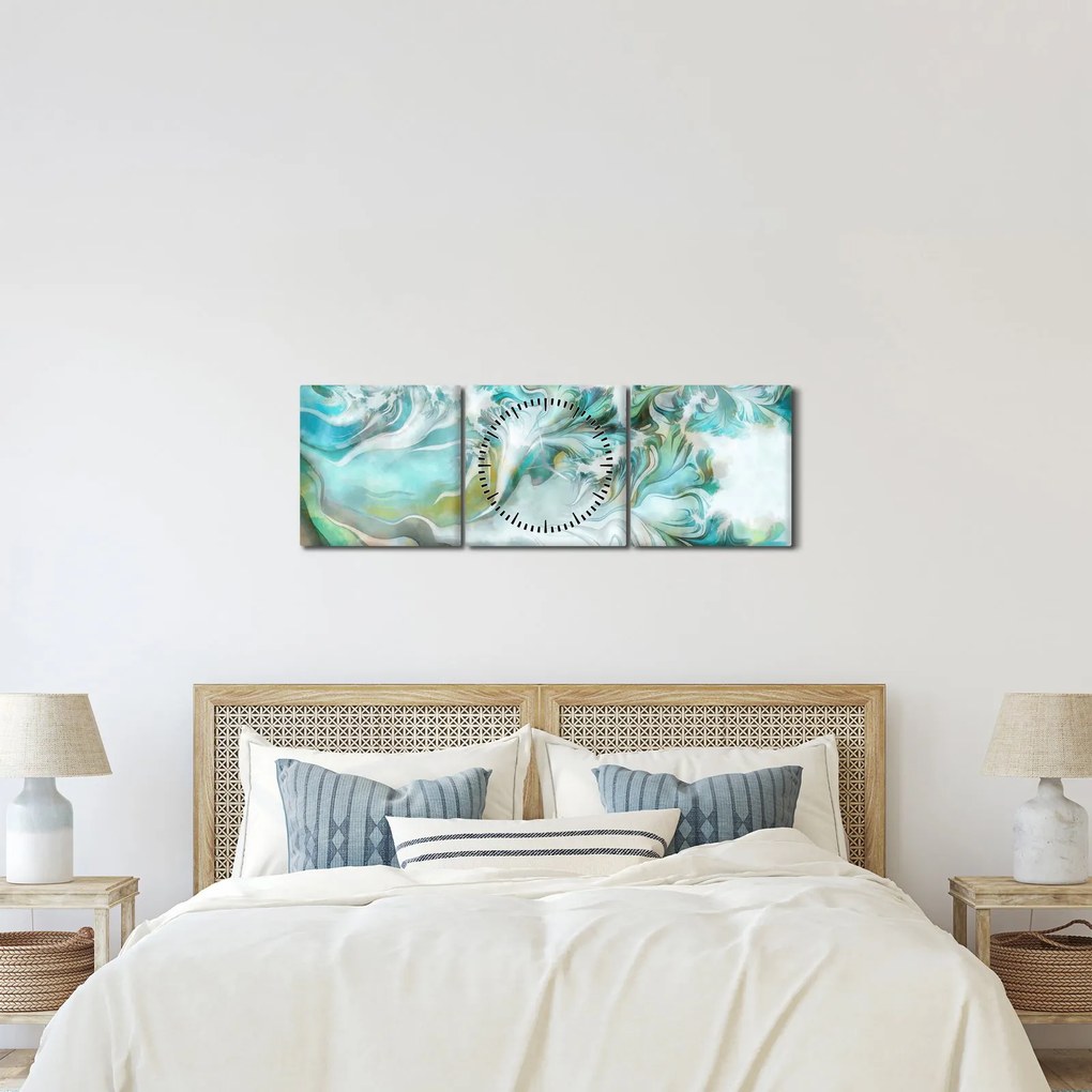 Obraz - Malowanie abstrakcyjnych wzorów (z zegarem) (90x30 cm)
