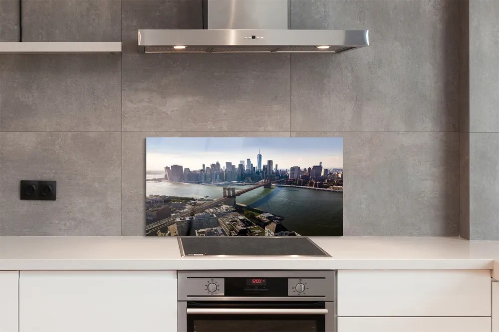 Panel szklany do Kuchni Architektura Miasta: Most i Wieżowce