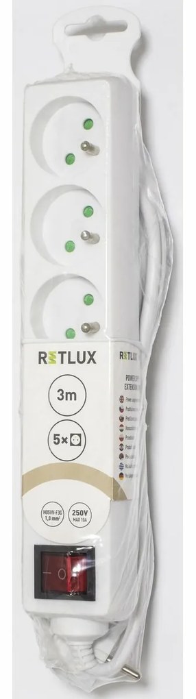 Retlux RPC 30 Przedłużacz z wyłącznikiem, 5 gniazdek, 3 m