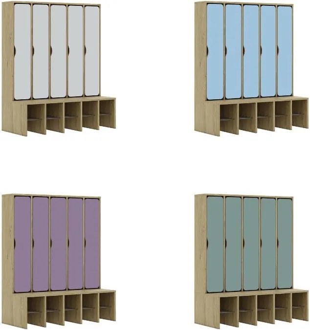 Szatnia dla uczniów 5-osobowa z drzwiczkami pełnymi Blox Colours Full, index SZT-5R-A-D-A
