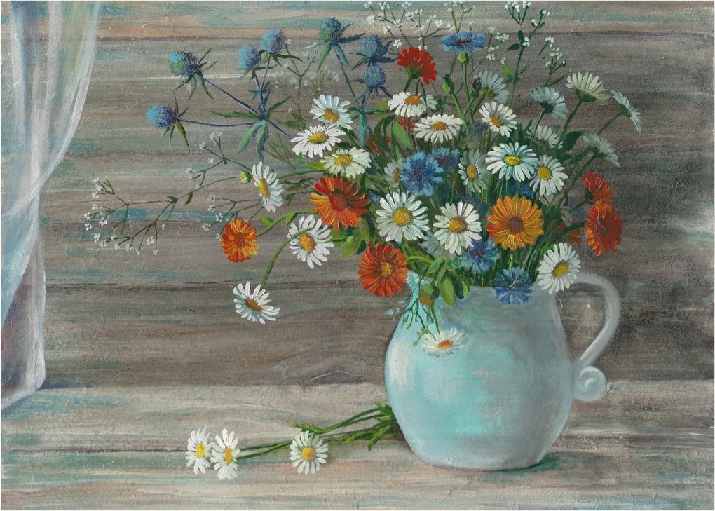 Obraz na szkle - Kwiaty polne, obraz olejny (70x50 cm)