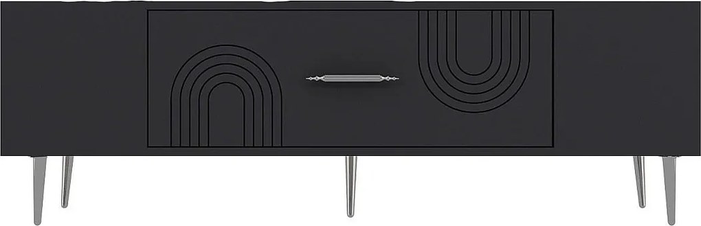 Stojak pod telewizor – 150 cm x 48,2 cm x 29,6 cm – Antracyt i srebro – Płyta wiórowa pokryta melaminą