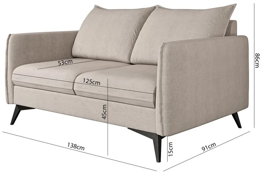 Beżowa sofa 138 cm Juli Bis – Ropez