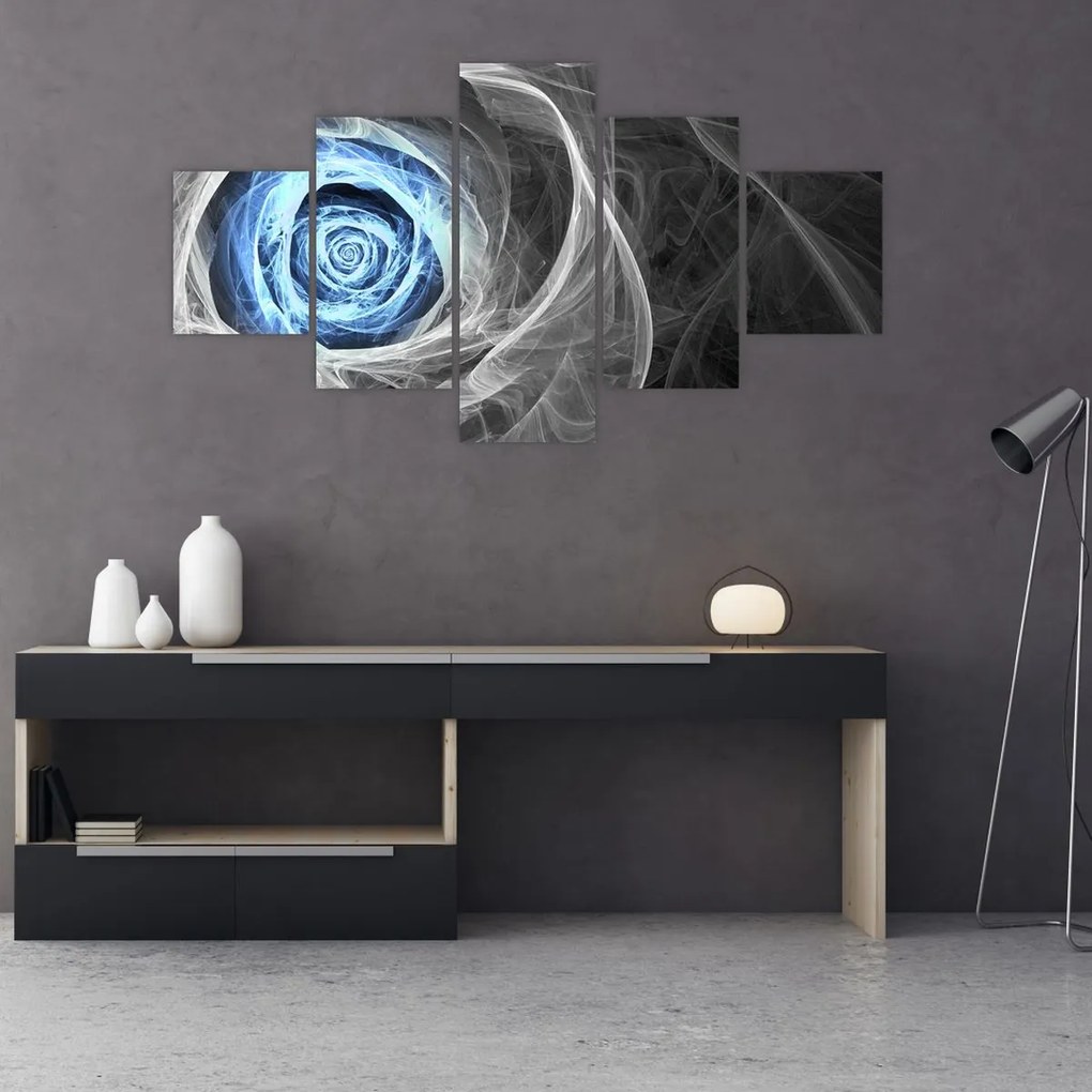 Obraz - Abstrakcyjny niebieski róż (125x70 cm)