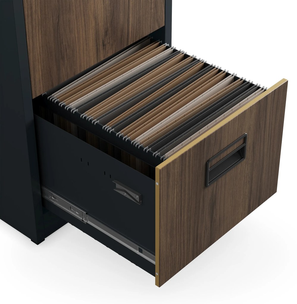 Szafa kartotekowa metalowa z 5 szufladami antracytowa/orzech, 460x1625.5x620 mm: SARA Eco Design