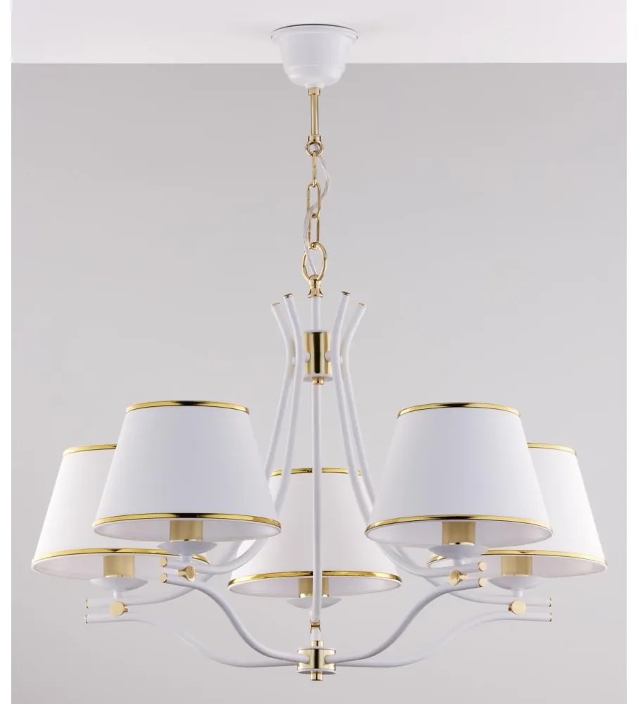 Jupiter 2084 - Żyrandol na łańcuchu SAMBA 5xE27/15W/230V biały/złoty