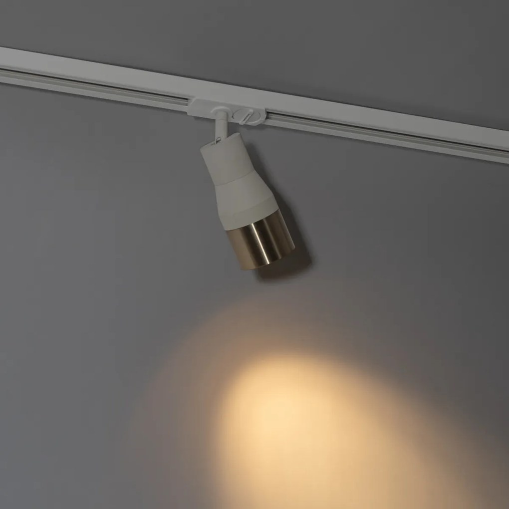 Nowoczesny reflektor beżowy ze złotem do 1-fazowego systemu szynowego GU10 50mm - Iconic Kohua