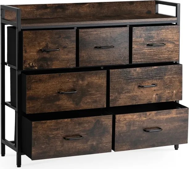 Komoda z Szufladami HUDSON 98 cm Dąb Rustykalny/Czarny Loftowa