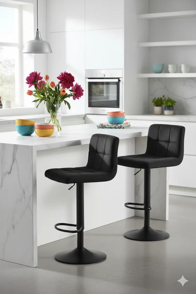 Hoker Kuchenny Czarny Z Aksamitnym Siedziskiem S8-A96