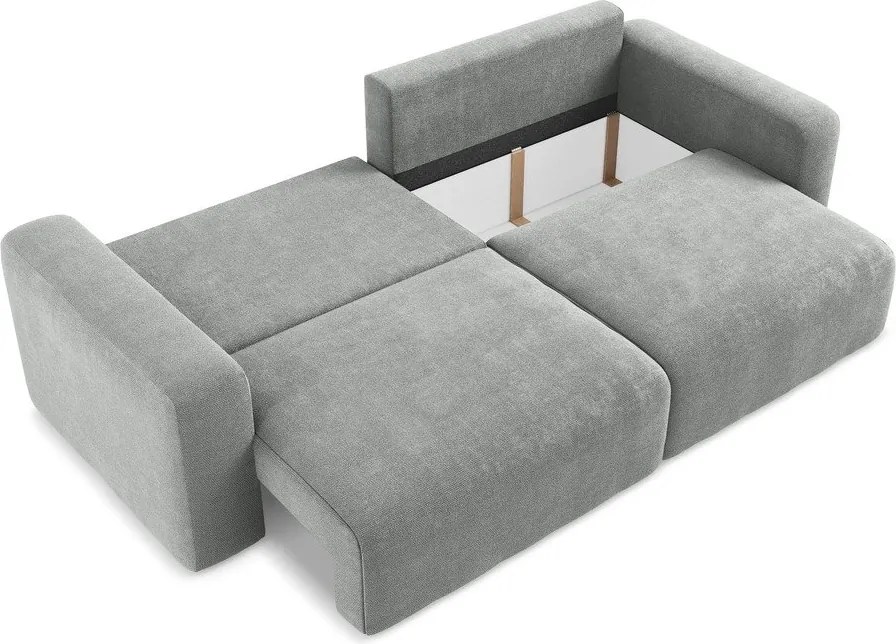 Szara rozkładana sofa ze schowkiem z tkaniny szenilowej 252 cm Kona – Makamii