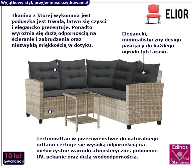 Zestaw wypoczynkowy do ogrodu jasnoszary D8-D03