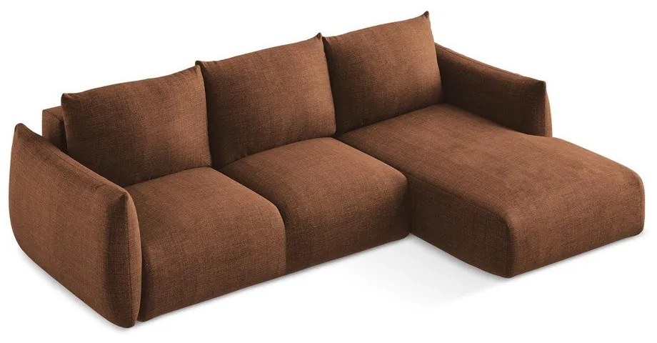 Rozkładany narożnik (prawostronny/z szezlongiem) w kolorze terakoty Leila – Makamii