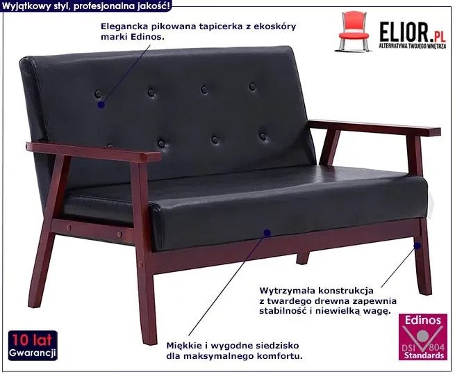2 osobowa czarna sofa retro R3-F01