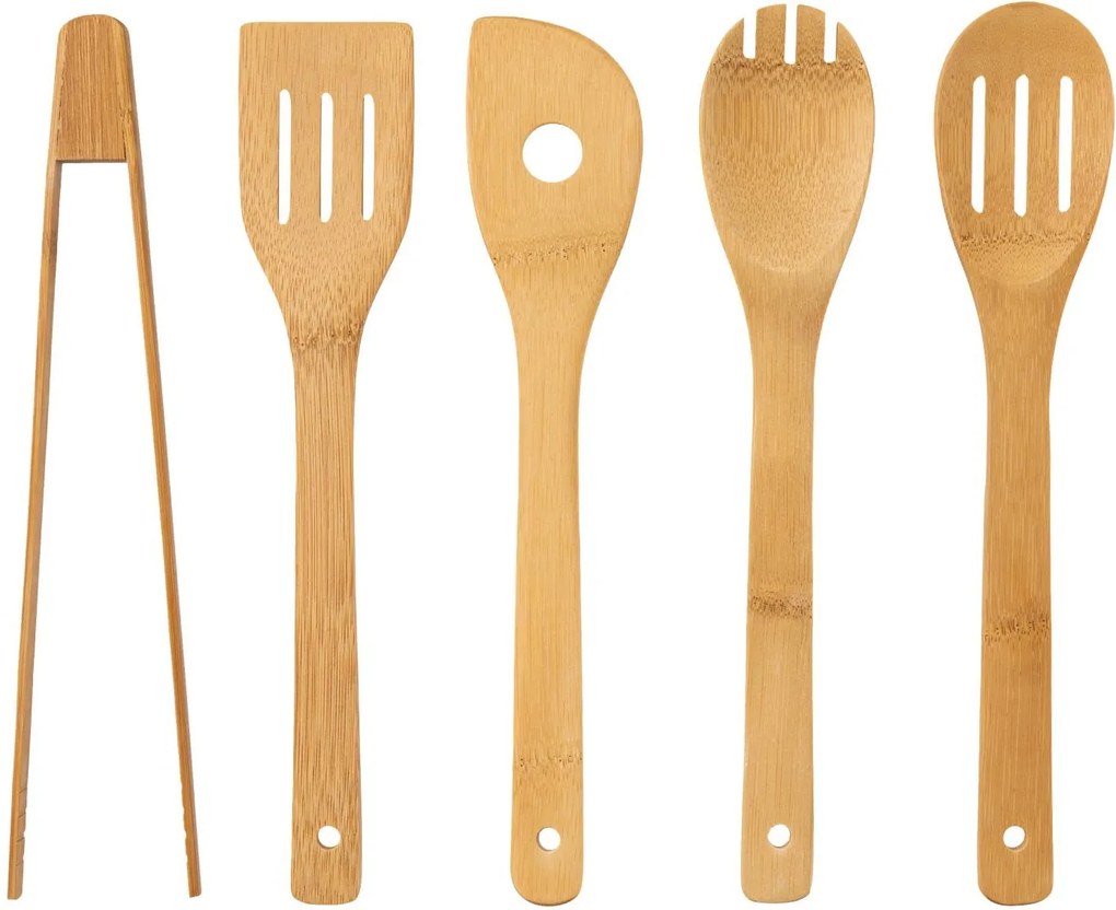 Zestaw akcesoriów kuchennych w bambusowym bloku: 6 noży i 5 przyborów