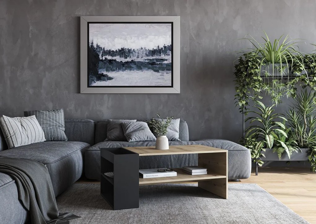 Ława MURCIA 100x55cm dąb artisan/czarna HALMAR