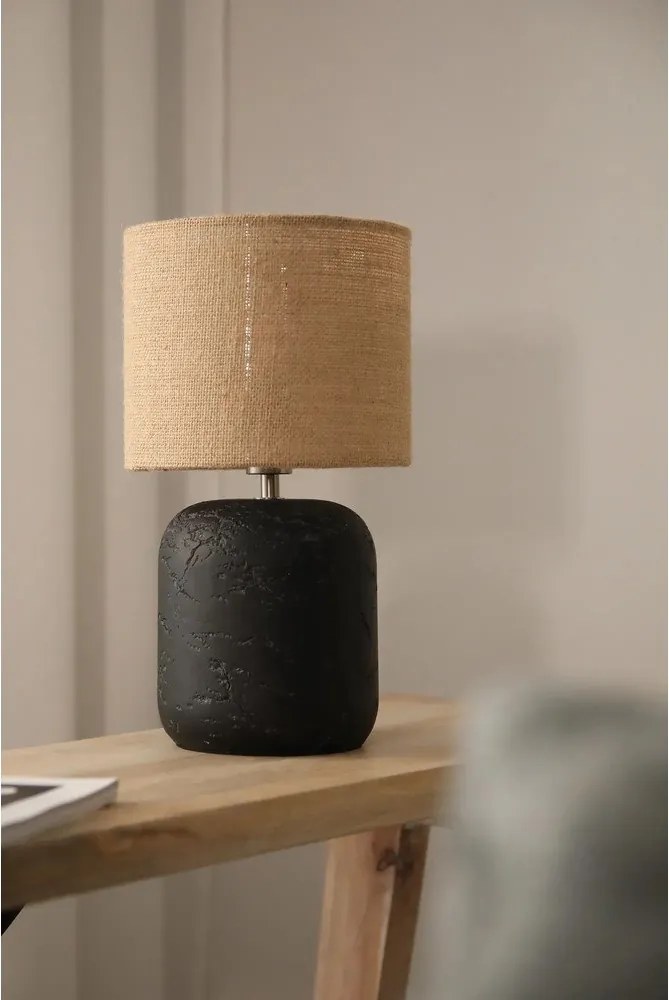 Czarna lampa stołowa z kloszem z juty (wys. 32,5 cm) Montagna – Markslöjd