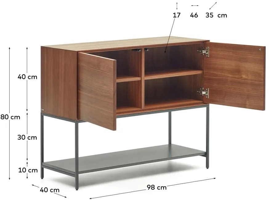 Niska komoda w dekorze orzecha 97,5x80 cm Vedrana – Kave Home