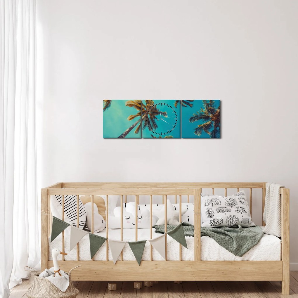 Obraz - Wysokie palmy (z zegarem) (90x30 cm)