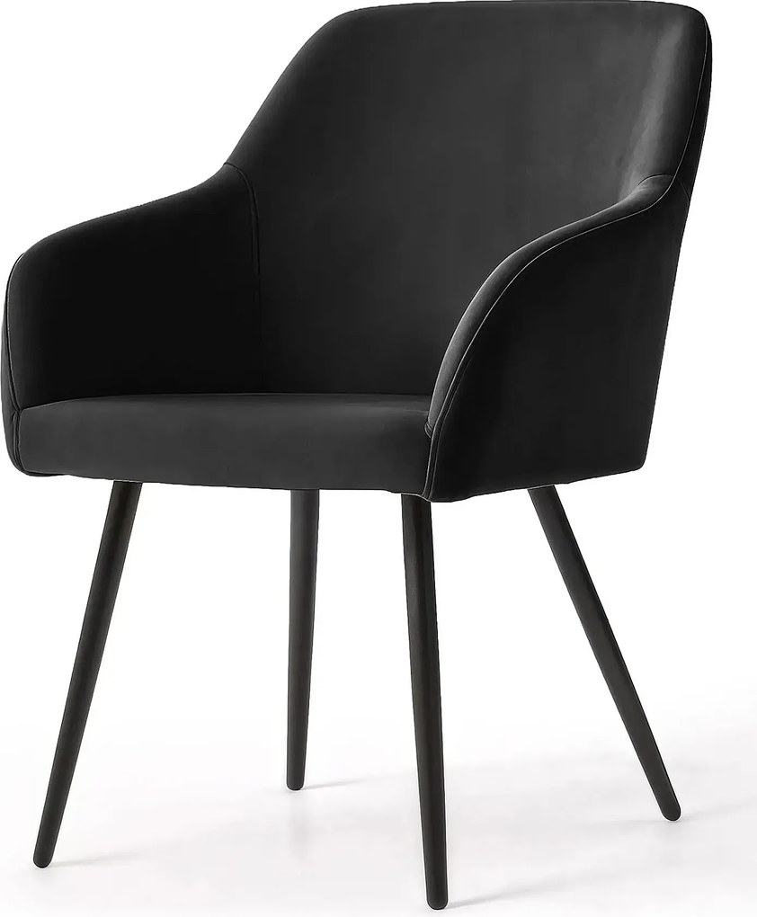 Zestaw 6 krzeseł welurowych na czarnej podstawie - Terviso 2X