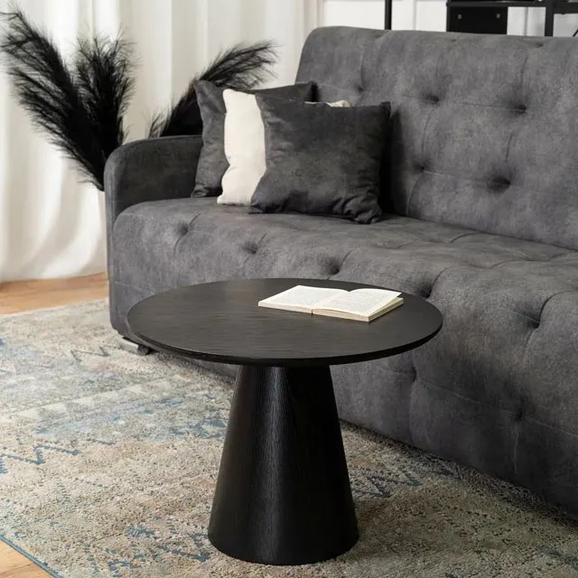 Nowoczesny czarny okrągły stolik do salonu A3-E15