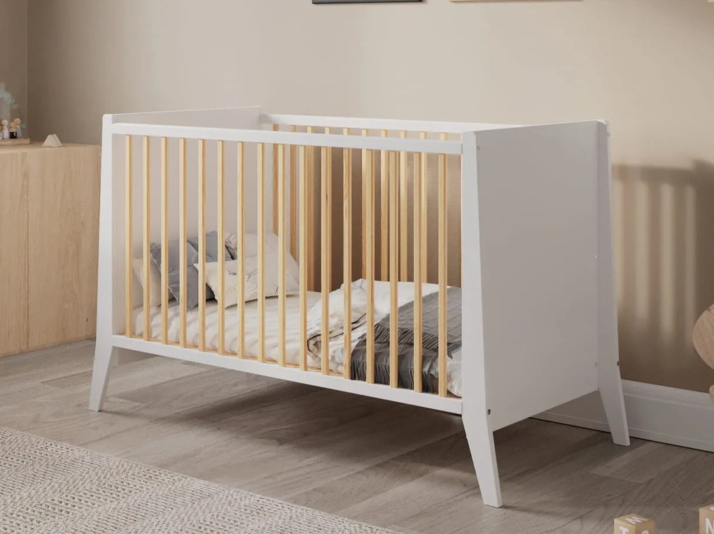 Łóżeczko Cosmo biało-sosna 120/60