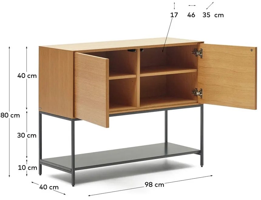 Niska komoda w dekorze dębu 97,5x80 cm Vedrana – Kave Home