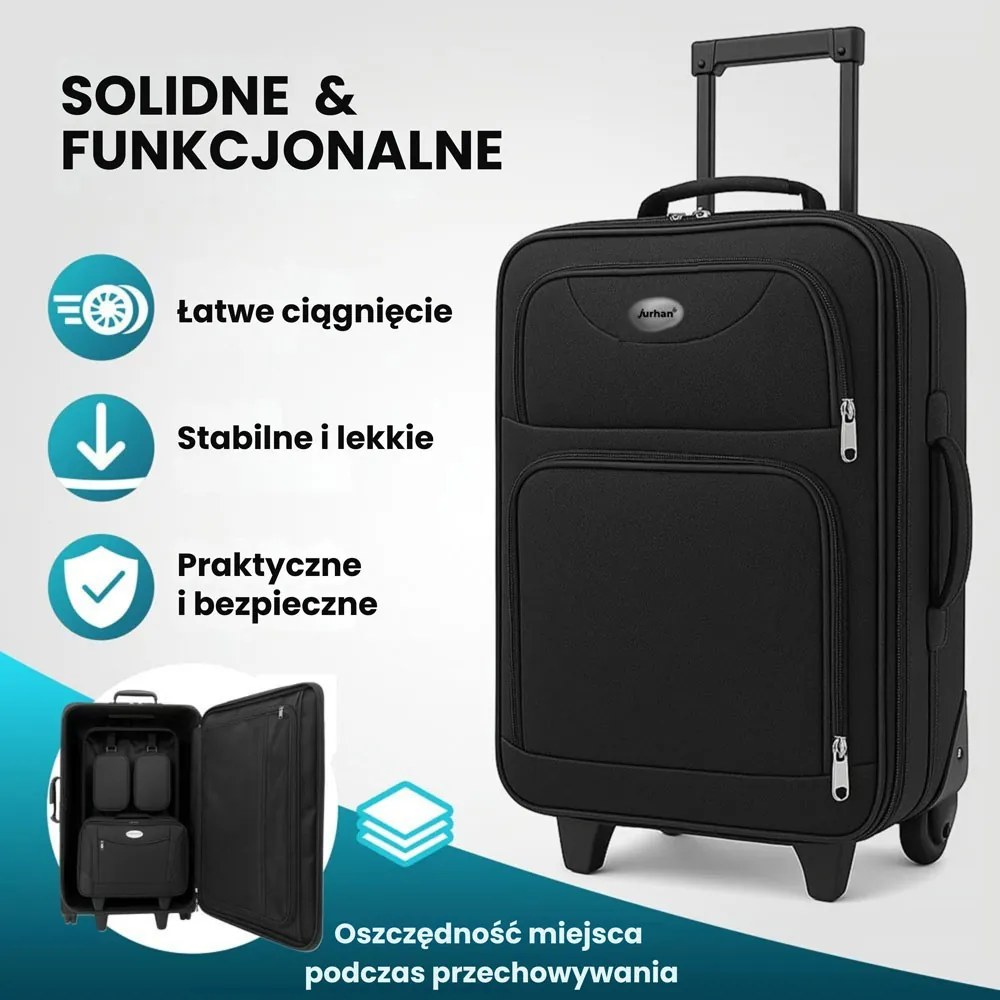 Zestaw walizek TRAVEL, 5-częściowy, czarna Monzana