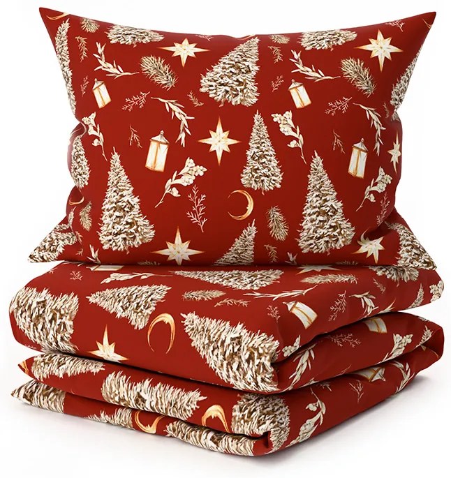 PrzytulneMieszkanie.pl PrzytulneMieszkanie.pl Pościel z mikrofibry ZŁOTE ŚWIĘTA czerwona Rozmiar pościeli: 70 x 90 cm | 140 x 200 cm