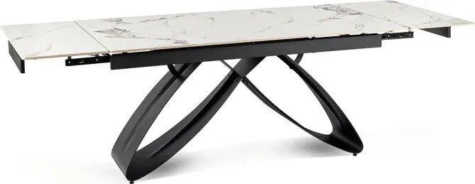 Stół Rozkładany Prostokątny LUIGI 160-240 cm Ceramiczny Biały Marmur/Czarny do Jadalni Nowoczesny