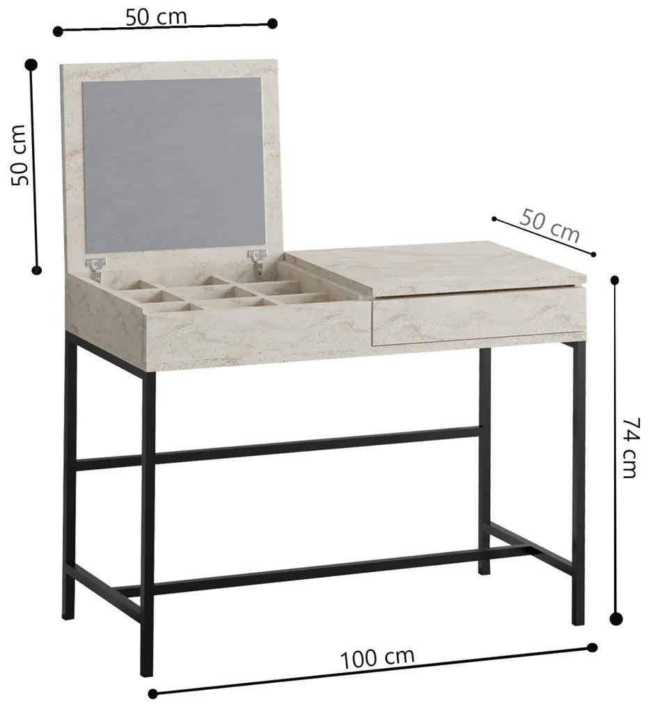 Stolik kosmetyczny Linda Travertine