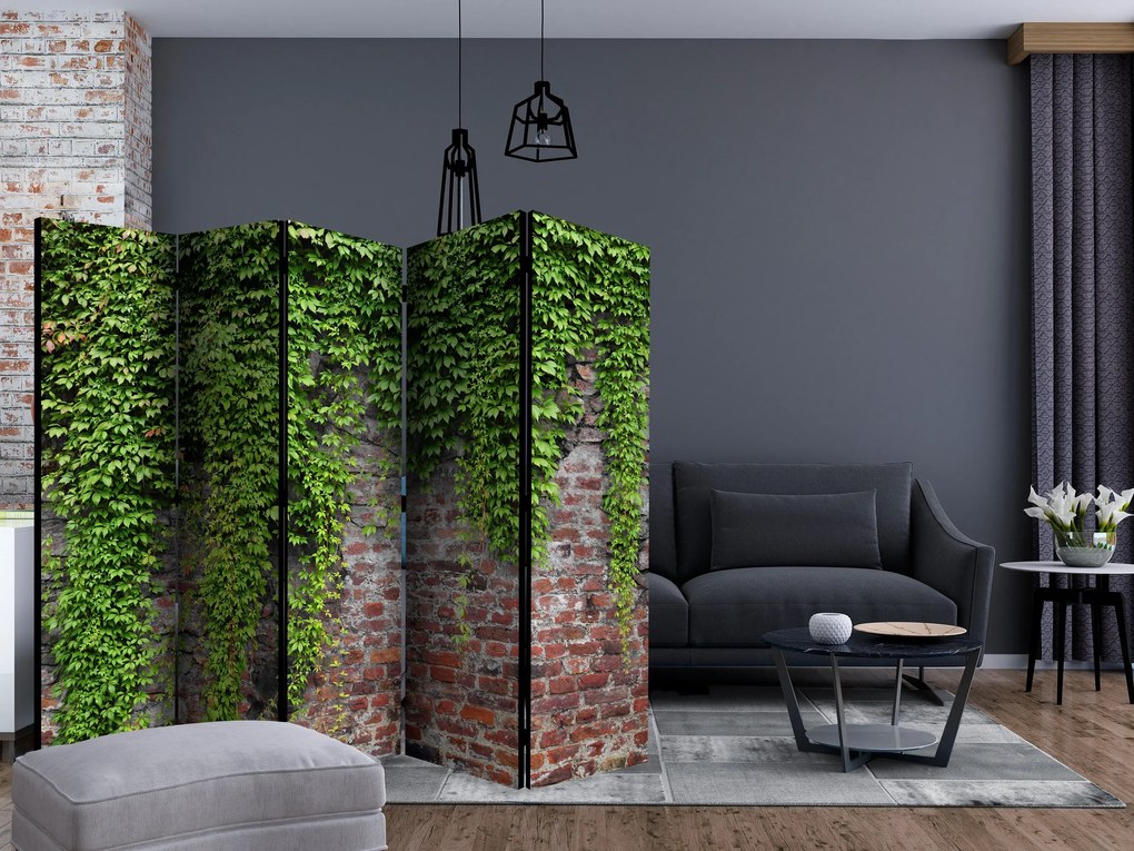 Parawan akustyczny Liście 225x172 cm 5-częściowy zielony ARTGEIST B
