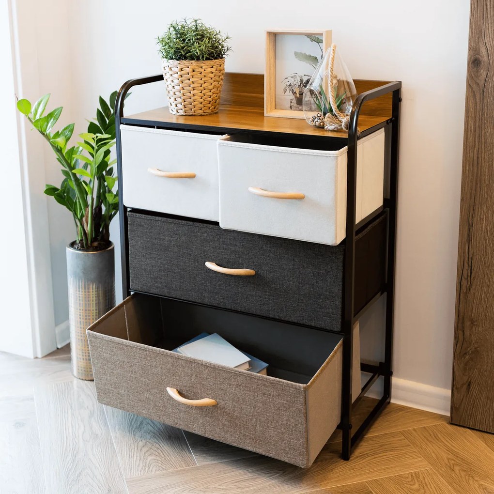 Komoda z szufladami z tkaniny HAZEL TYP 2, brązowy, M