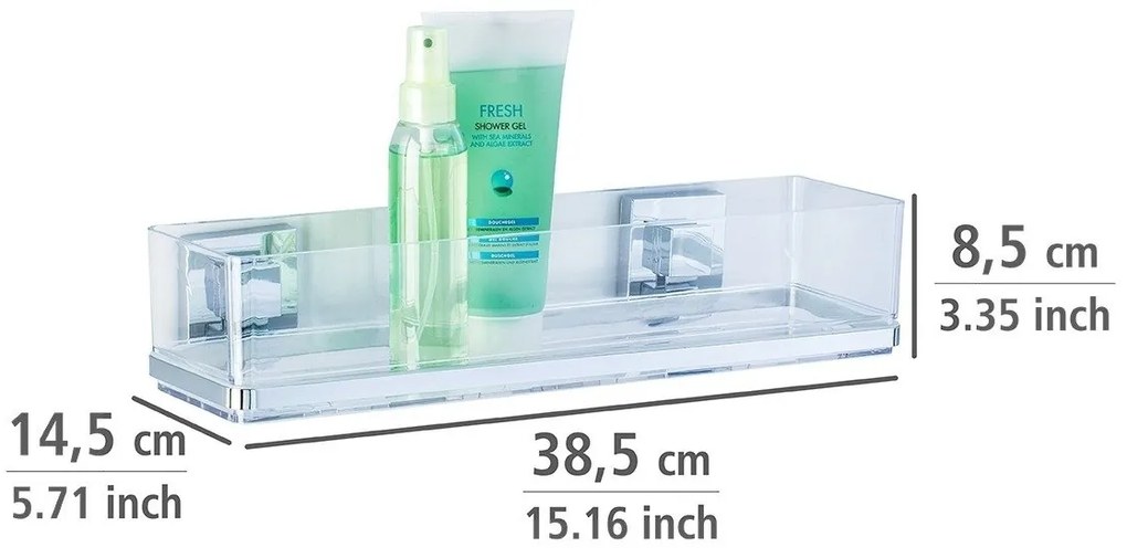 Prostokątna półka łazienkowa QUADRO, Vacuum-Loc, pod prysznic, WENKO