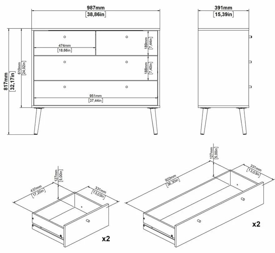 Antracytowa niska komoda 99x82 cm Bodo – Tvilum