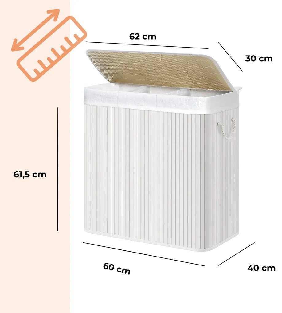 Kosz na bieliznę DORA, 150 l, biała SongmicsHome