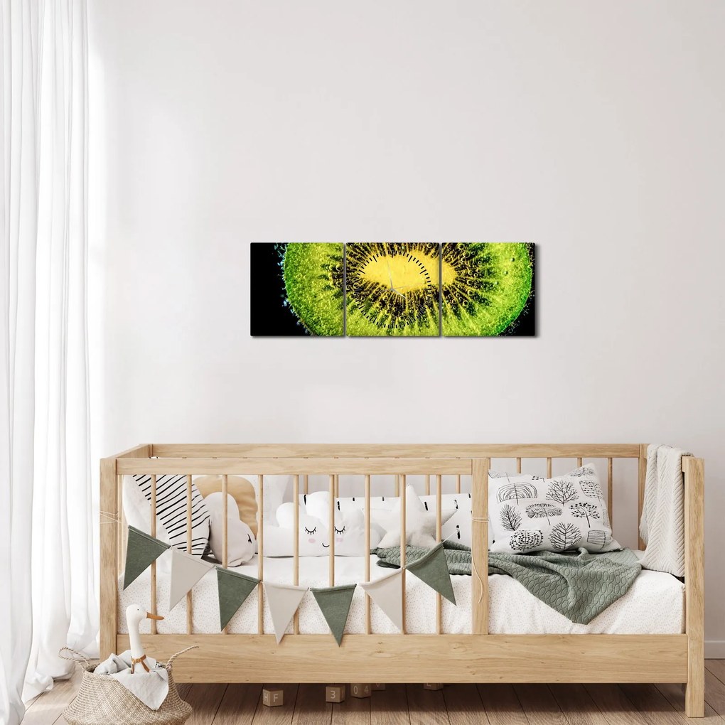 Obraz - szczegół kiwi w wodzie (z zegarem) (90x30 cm)