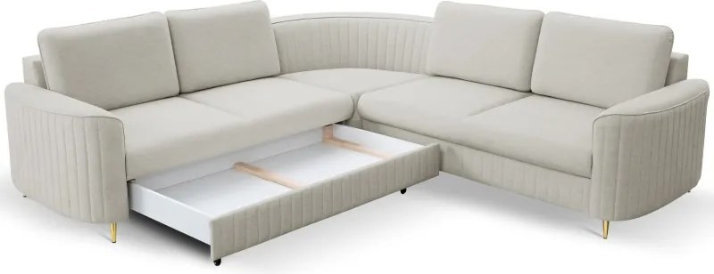 Narożnik LAREN nowoczesna sofa z funkcją spania pojemnik na pościel lewa strona CASTEL 80 251x251x85 cm