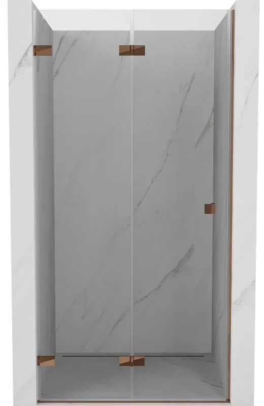 Mexen Lunar-F drzwi prysznicowe składane lewe 60 cm, transparent, różowe złoto - 836-060-000-60-00-L