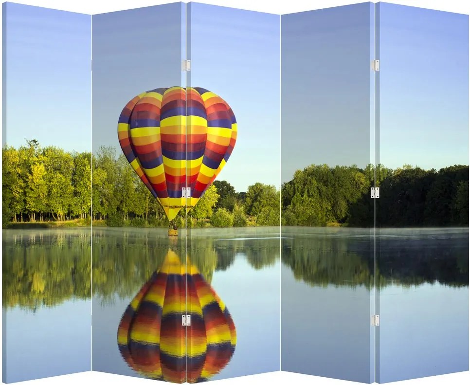 Parawan - Balon na ogrzane powietrze nad jeziorem (210x170 cm)