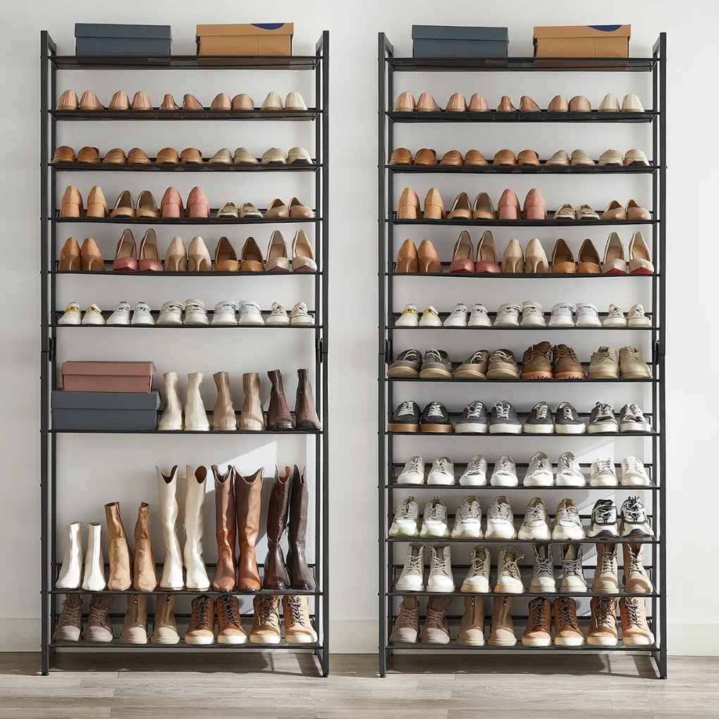 Półka na buty IDA, 12 półek, 92,5x31x223cm, czarna Jurhan