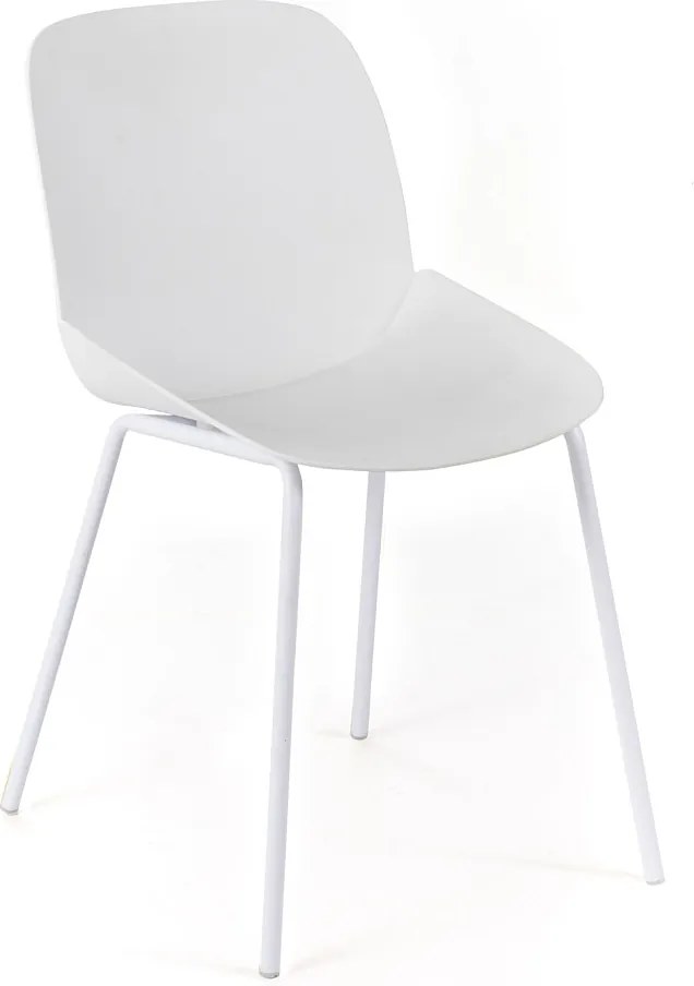 Zestaw 4 nowoczesnych krzeseł z białego polipropylenu "Azzurra" z malowaną metalową ramą do salonu