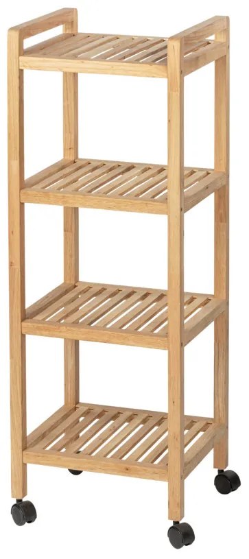 Regał łazienkowy na kółkach NORWAY z czterema półkami, drewno orzechowe, WENKO