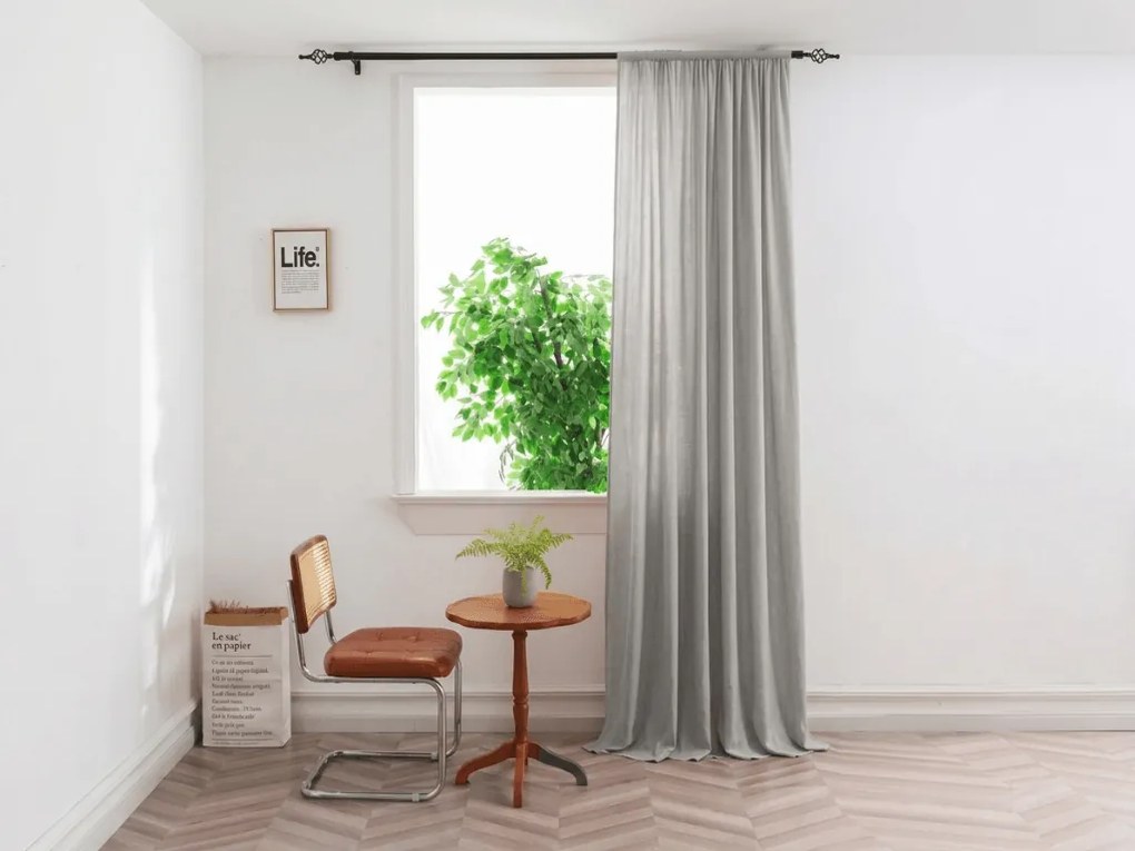 Zasłona TAVIO 140x250 cm, jasnoszara Zawieszanie: Taśma z wiązaniami