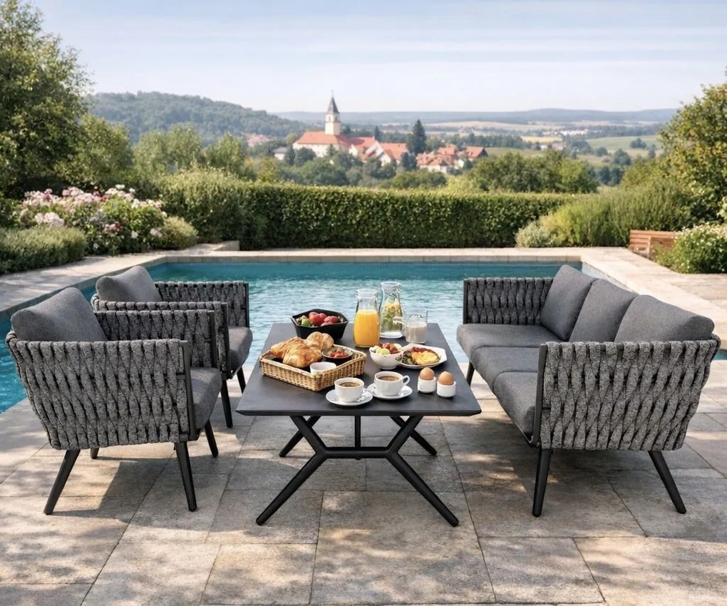 Doppler RIVA EXPERT ogrodowy zestaw wypoczynkowy 3+1 antracyt