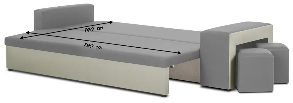 Kanapa sofa 3 os z funkcją spania DAKOTA2 Jasny brąz/Ciemny brąz