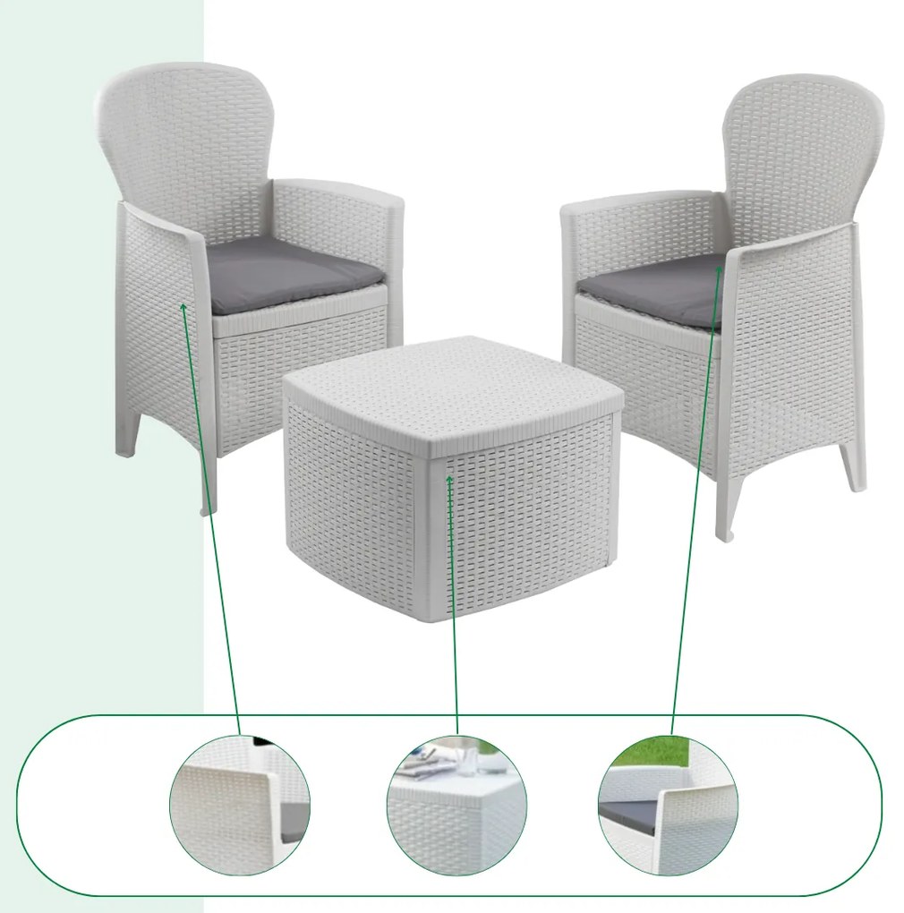 I.P.A.E-Progarden Zestaw ogrodowy TREE, 3-częściowy, biała